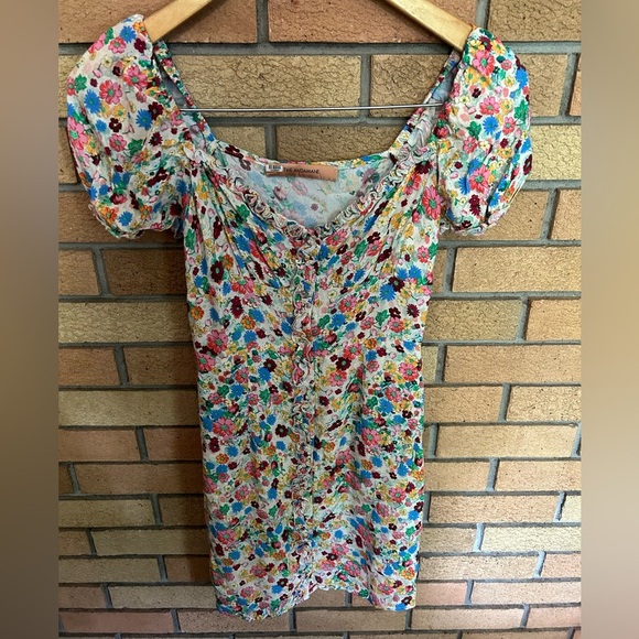 The Andamane Daisy Mini Dress Size Small Floral Puff Sleeve Bodycon RTR - Picture 4 of 10